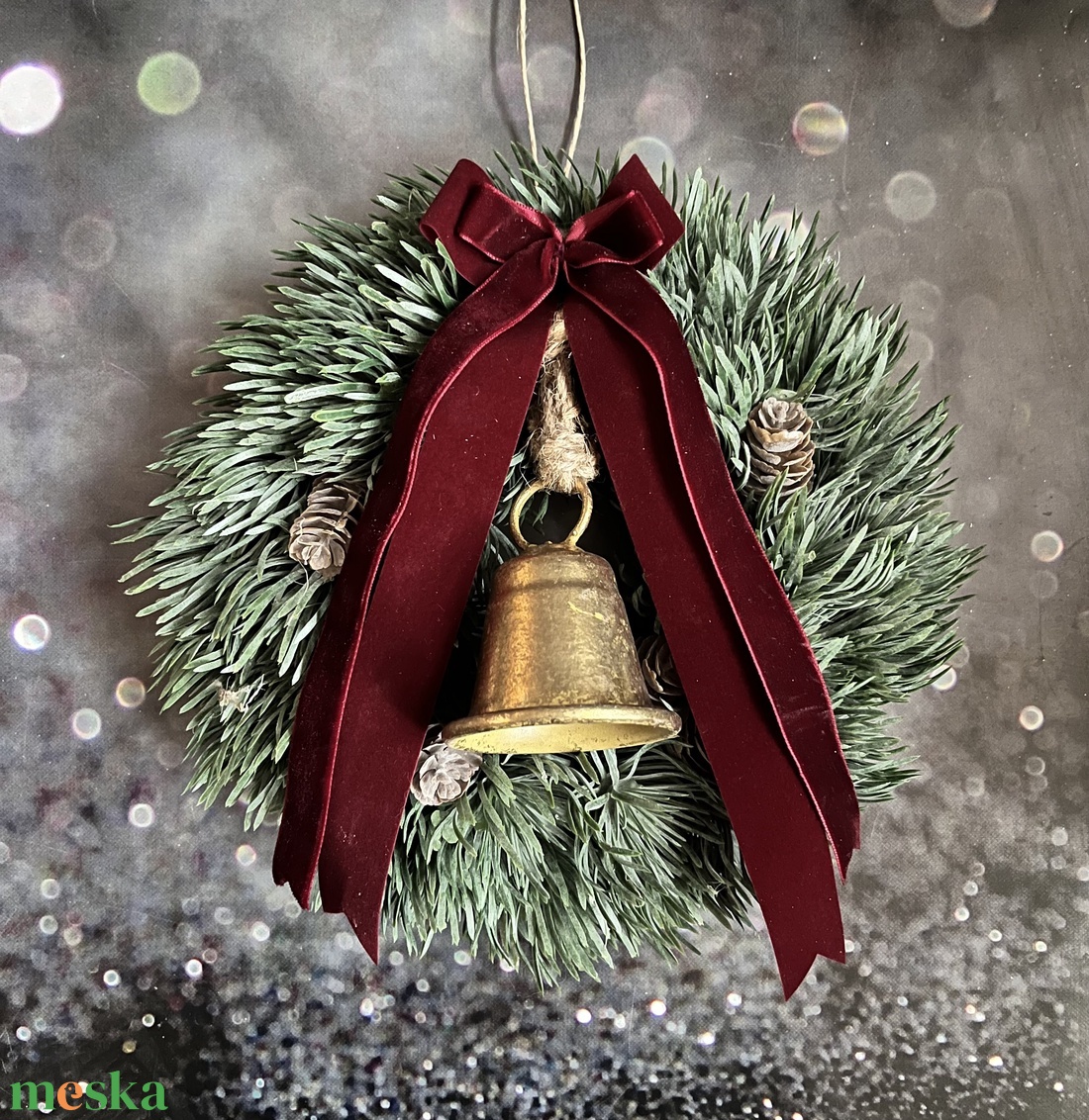 Arany csengettyűs ajtódísz - karácsony - adventi díszek - adventi ajtódísz - Meska.hu