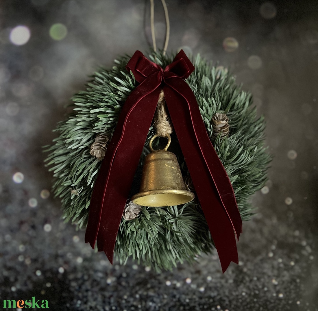 Arany csengettyűs ajtódísz - karácsony - adventi díszek - adventi ajtódísz - Meska.hu