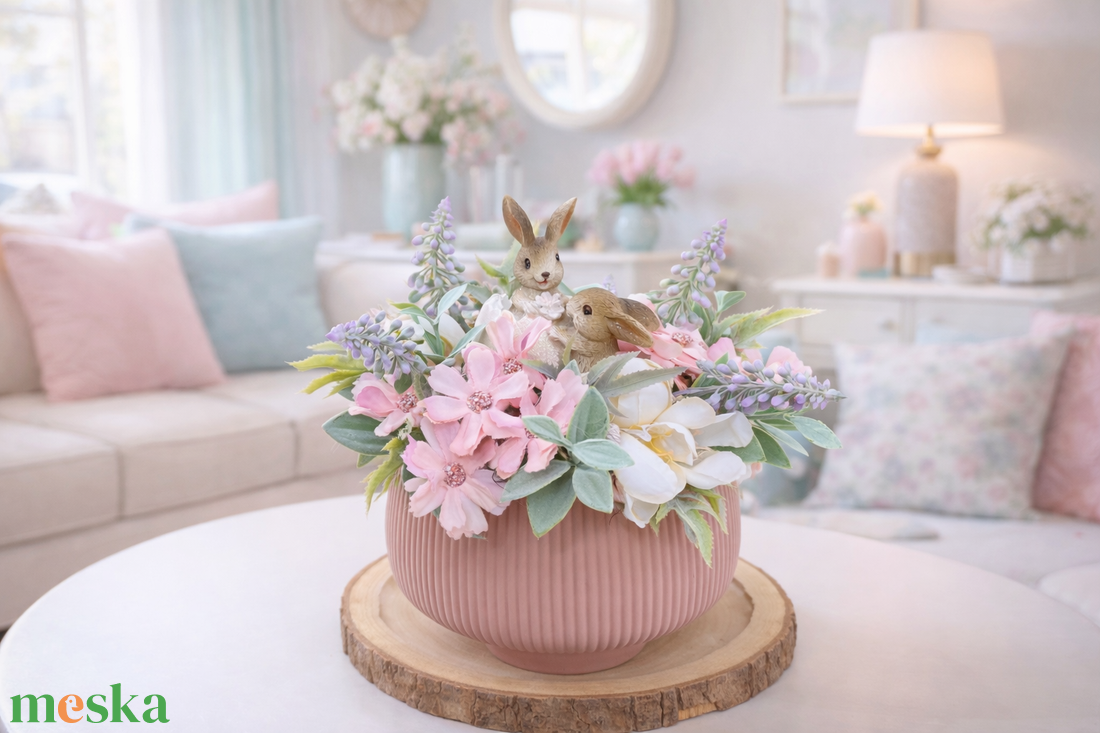 Húsvéti asztaldísz - rózsaszín - otthon & életmód - dekoráció - ajtó- és ablak dekoráció - ajtódísz & kopogtató - Meska.hu