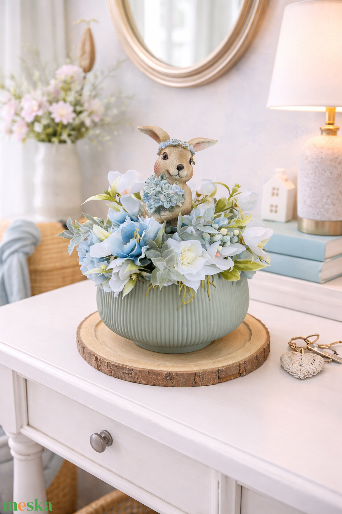 Húsvéti asztaldísz - kékes-zöldes - otthon & életmód - dekoráció - asztal és polc dekoráció - asztaldísz - Meska.hu