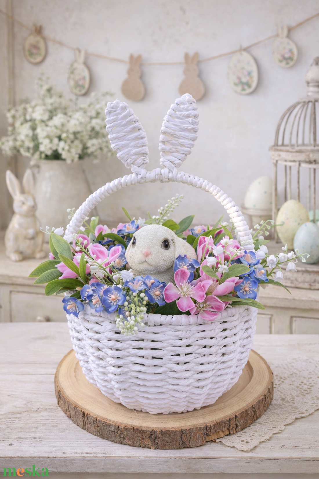 Nyuszifül asztaldísz - rózsaszín - otthon & életmód - dekoráció - asztal és polc dekoráció - asztaldísz - Meska.hu