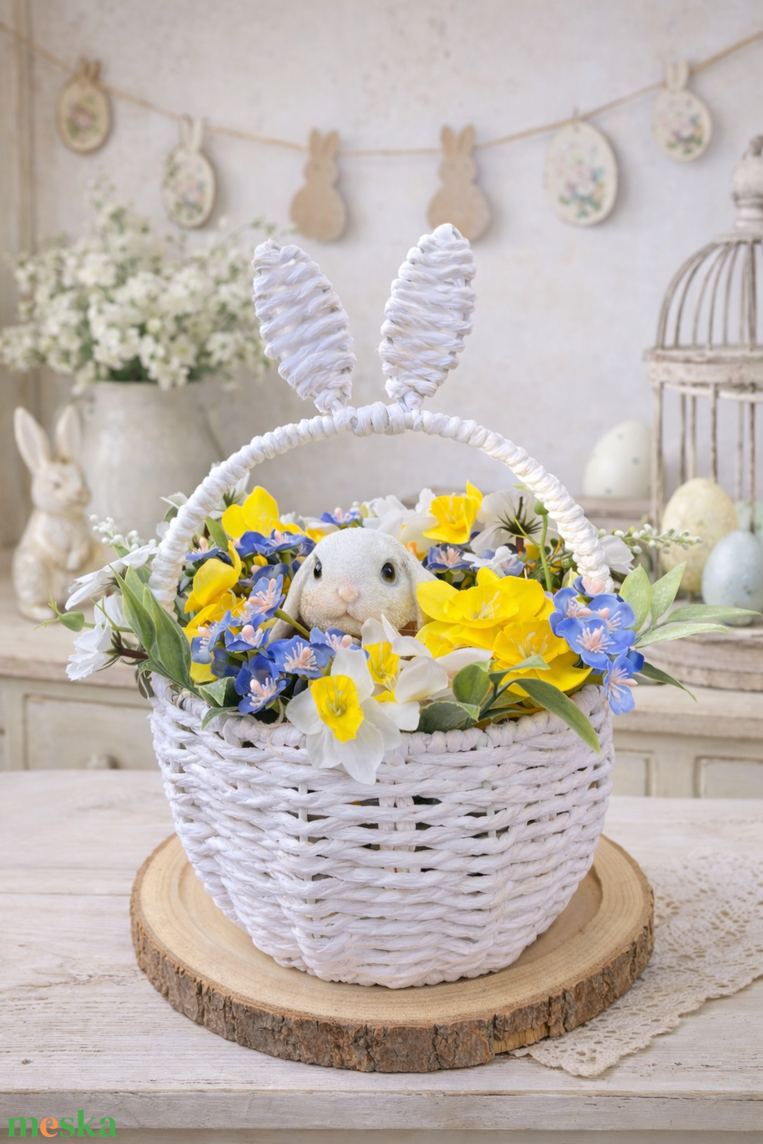 Nyuszifül asztaldísz - sárga - otthon & életmód - dekoráció - asztal és polc dekoráció - asztaldísz - Meska.hu