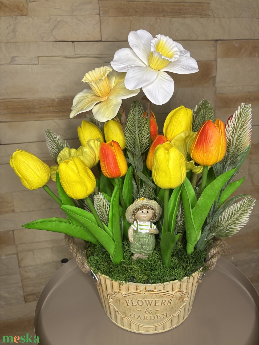 Tavaszi tulipános asztaldísz  - otthon & életmód - dekoráció - asztal és polc dekoráció - asztaldísz - Meska.hu