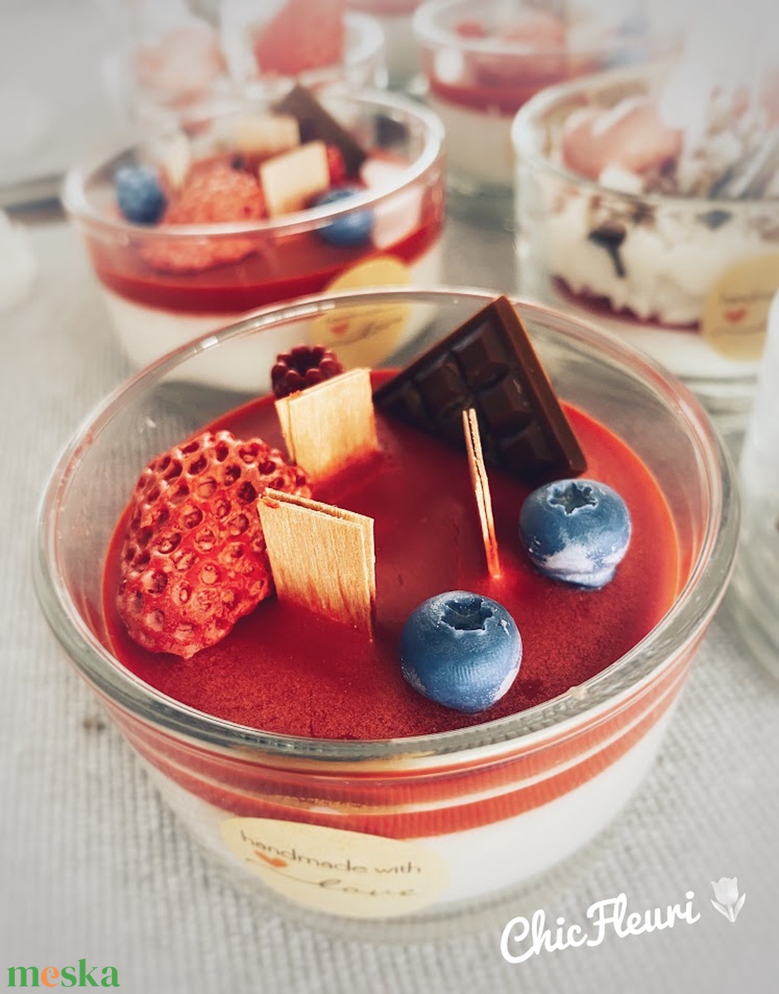 Gyümölcsös panna cotta gyertya - otthon & életmód - gyertya, illat, aroma - gyertya - Meska.hu