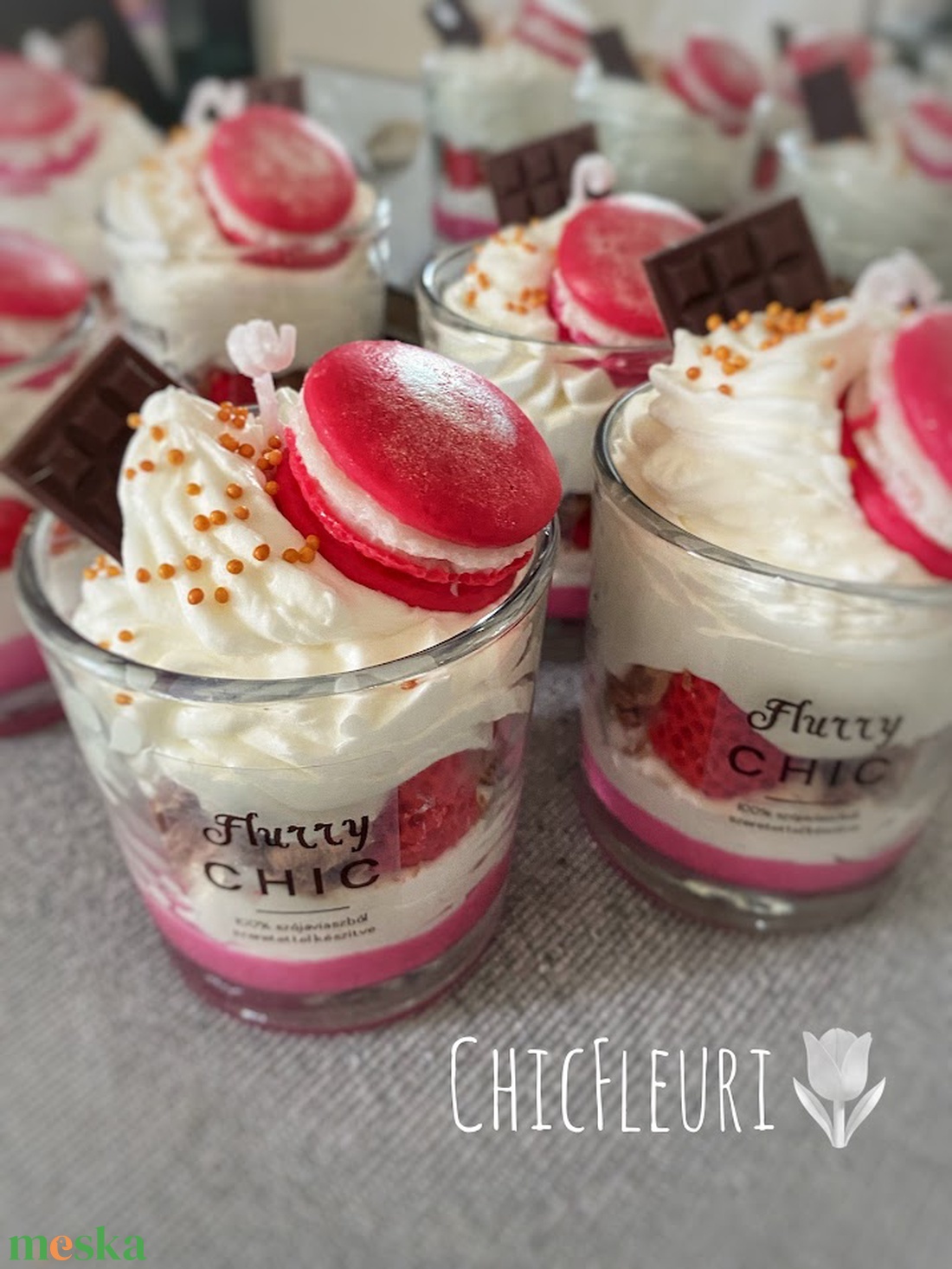 Epres macaronos gyertya - otthon & életmód - gyertya, illat, aroma - gyertya - Meska.hu