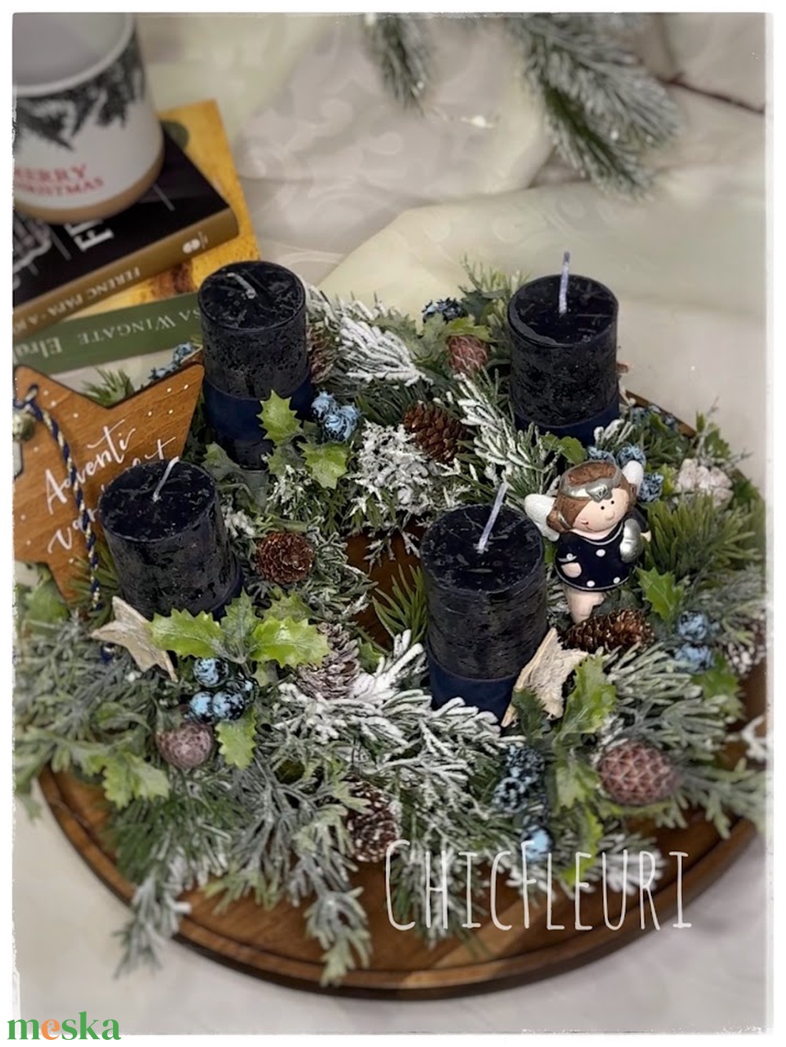Mélykék advent - karácsony - karácsonyi lakásdekoráció - ünnepi asztaldekoráció - Meska.hu