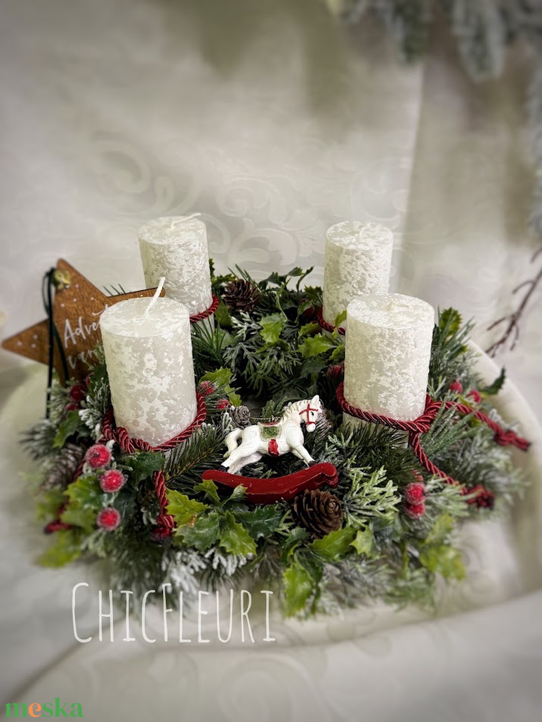 Klasszikus advent - karácsony - karácsonyi lakásdekoráció - ünnepi asztaldekoráció - Meska.hu