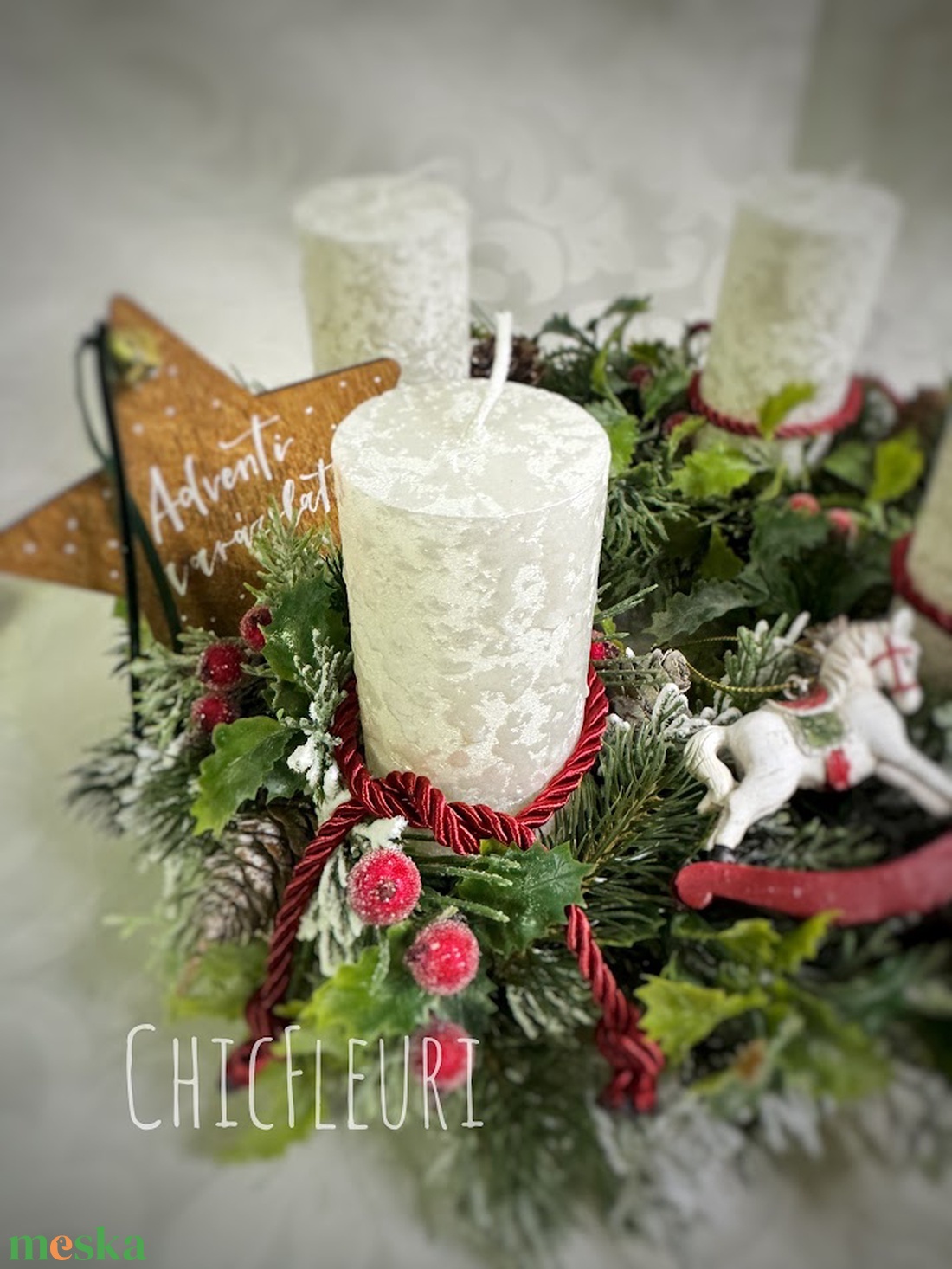 Klasszikus advent - karácsony - karácsonyi lakásdekoráció - ünnepi asztaldekoráció - Meska.hu