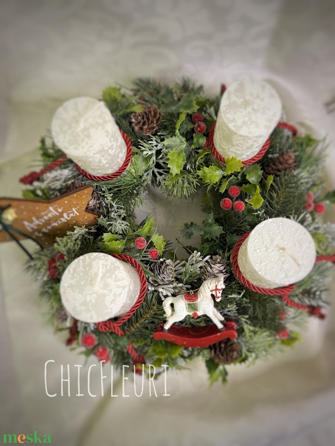 Klasszikus advent - karácsony - karácsonyi lakásdekoráció - ünnepi asztaldekoráció - Meska.hu