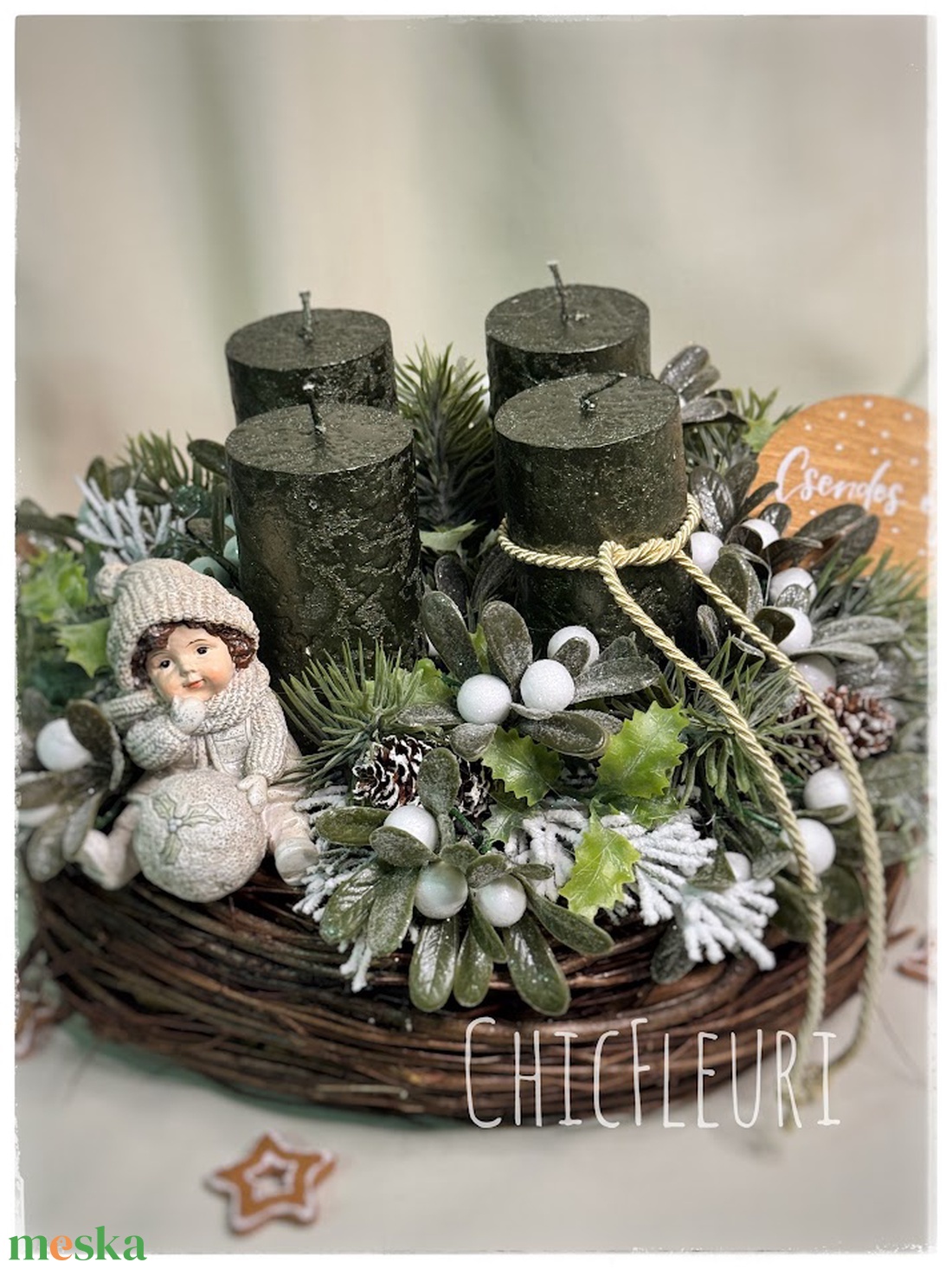 Fagyöngyös advent - karácsony - karácsonyi lakásdekoráció - ünnepi asztaldekoráció - Meska.hu