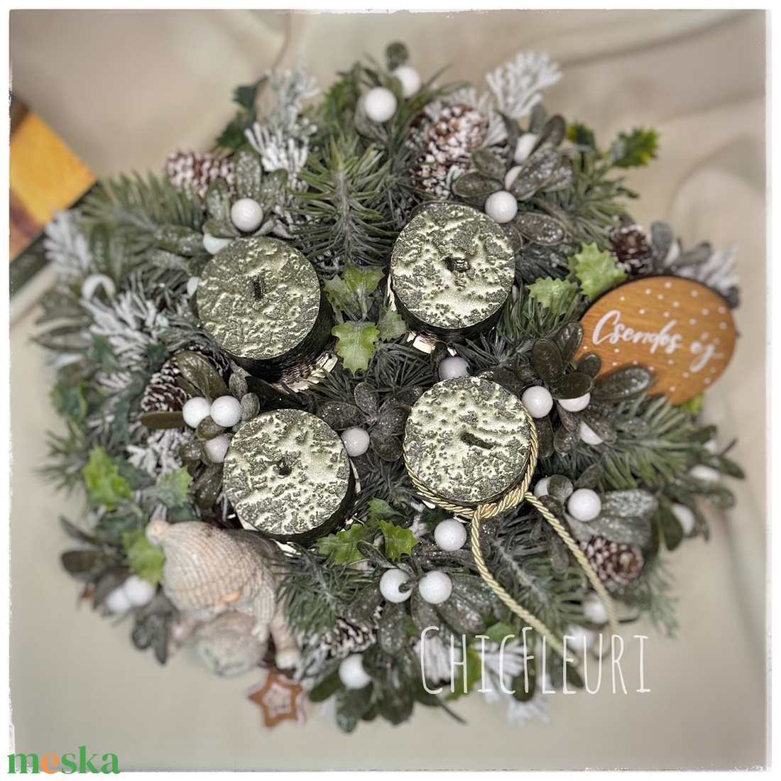 Fagyöngyös advent - karácsony - karácsonyi lakásdekoráció - ünnepi asztaldekoráció - Meska.hu