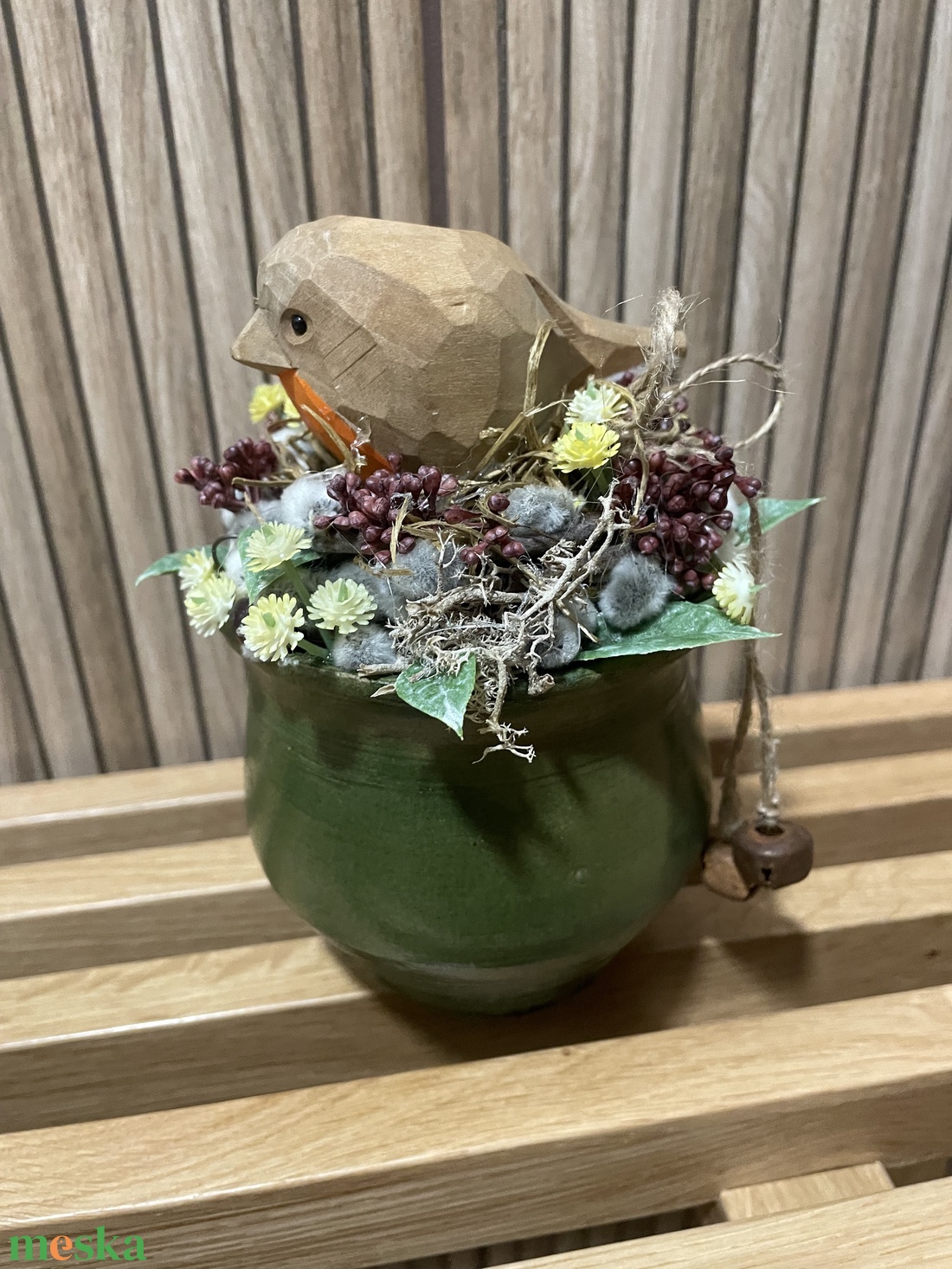 Madárka kaspóban - otthon & életmód - dekoráció - asztal és polc dekoráció - asztaldísz - Meska.hu