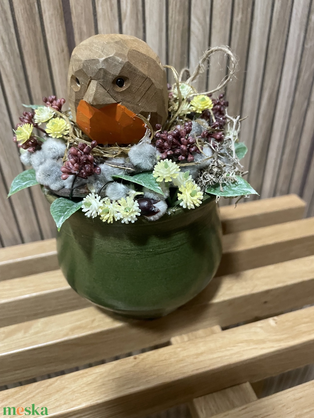 Madárka kaspóban - otthon & életmód - dekoráció - asztal és polc dekoráció - asztaldísz - Meska.hu