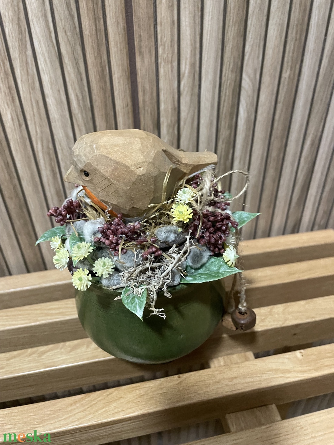 Madárka kaspóban - otthon & életmód - dekoráció - asztal és polc dekoráció - asztaldísz - Meska.hu