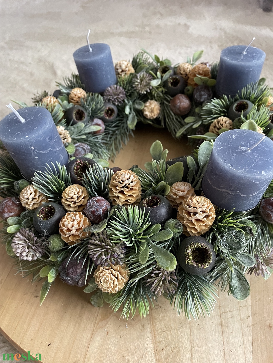 Kék adventi koszorú - karácsony - adventi díszek - adventi koszorú - Meska.hu