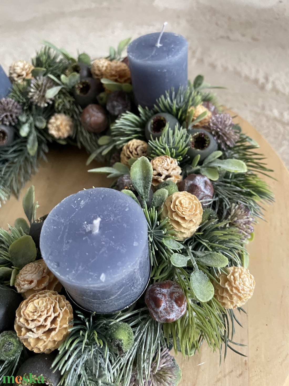 Kék adventi koszorú - karácsony - adventi díszek - adventi koszorú - Meska.hu