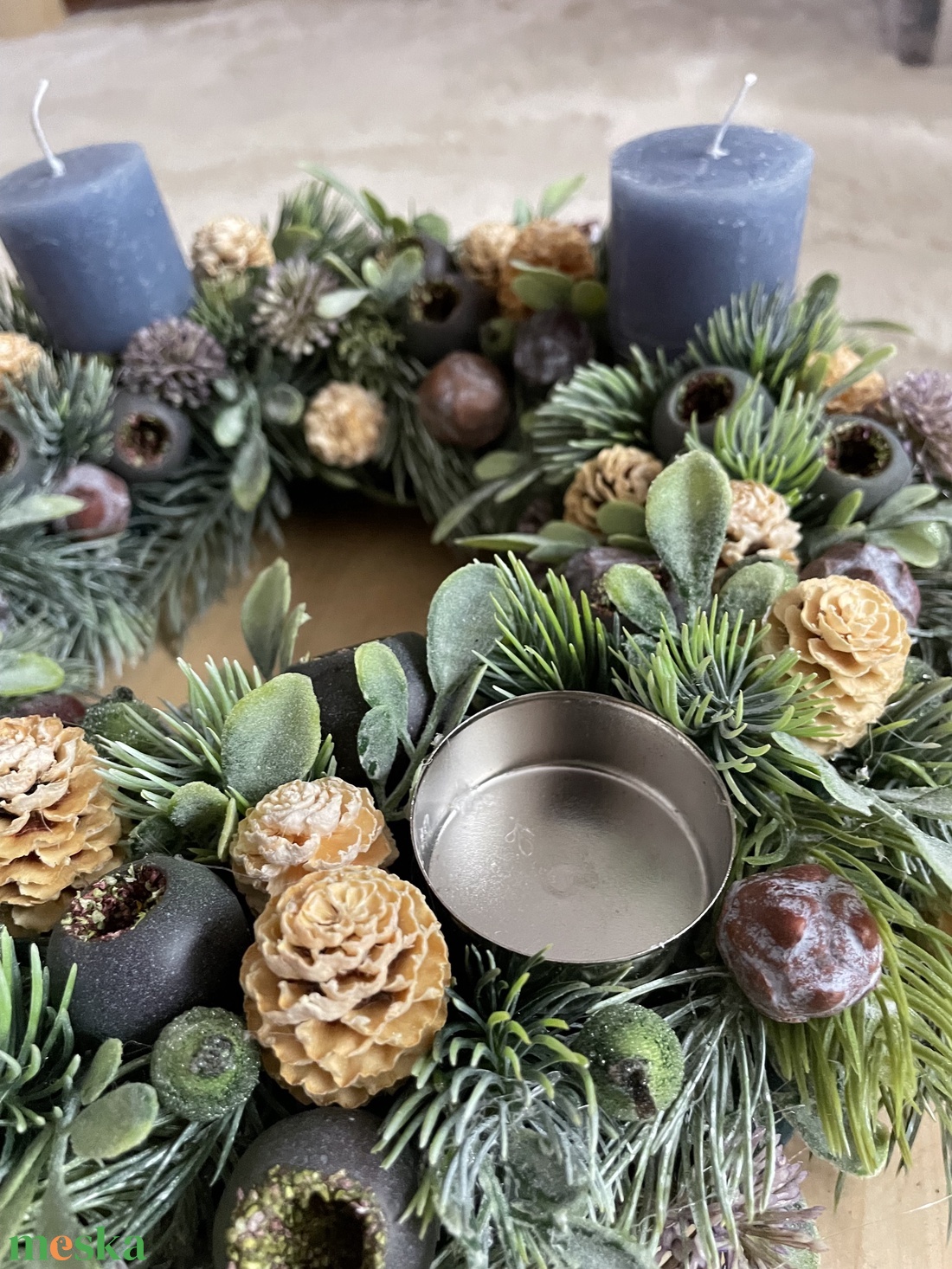Kék adventi koszorú - karácsony - adventi díszek - adventi koszorú - Meska.hu