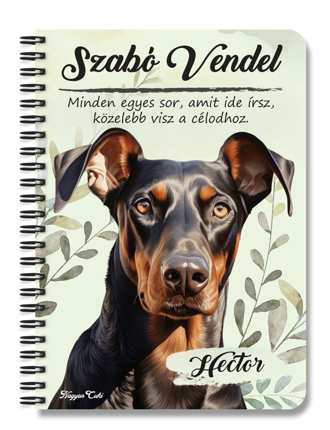 Személyre szabható - Dobermann portré mintás A6-os füzet - otthon & életmód - papír, írószer - jegyzetfüzet & napló - Meska.hu