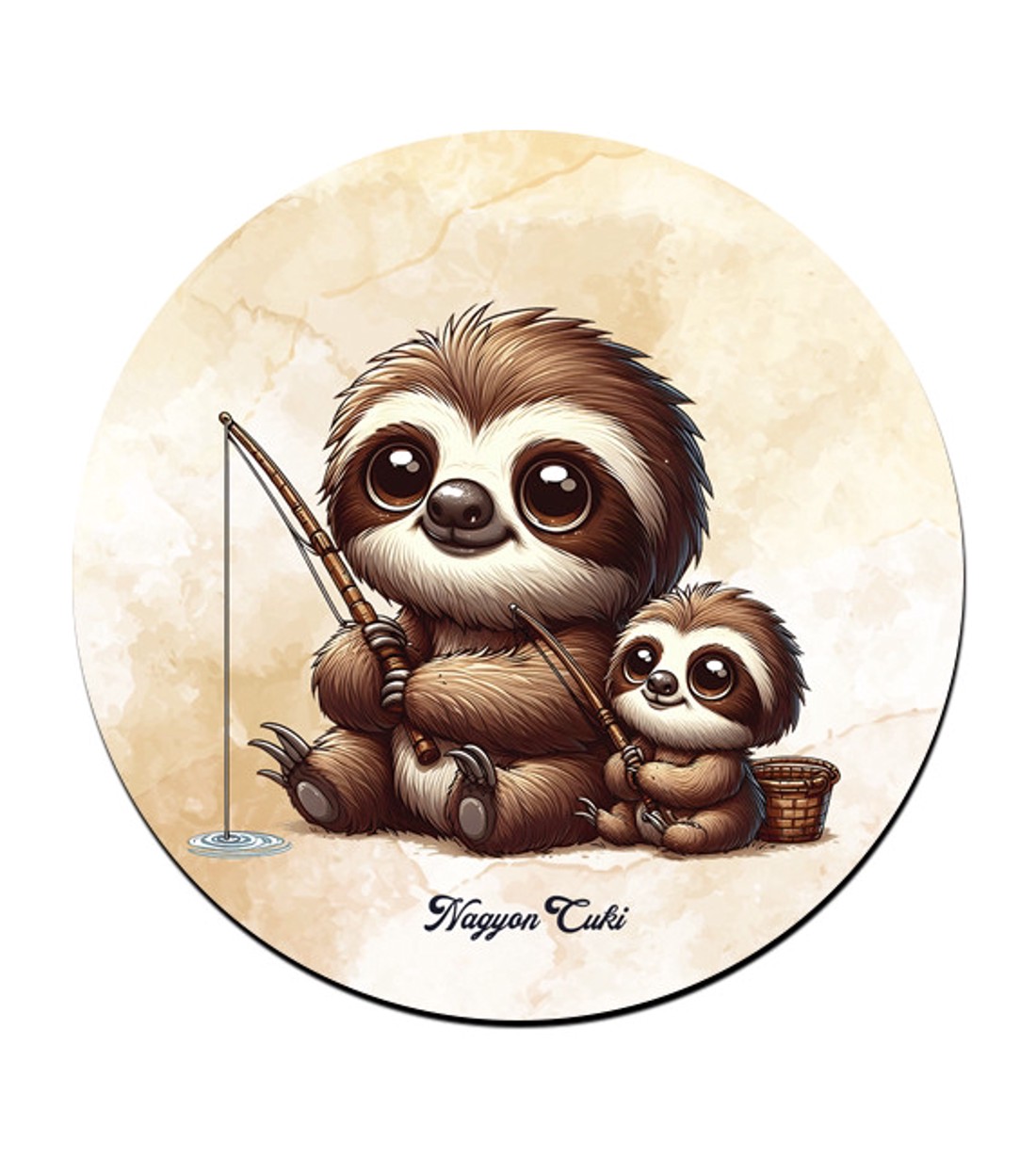 Cuki lajhár Apa és gyermeke horgásznak mintás pohár alátét -  - Meska.hu