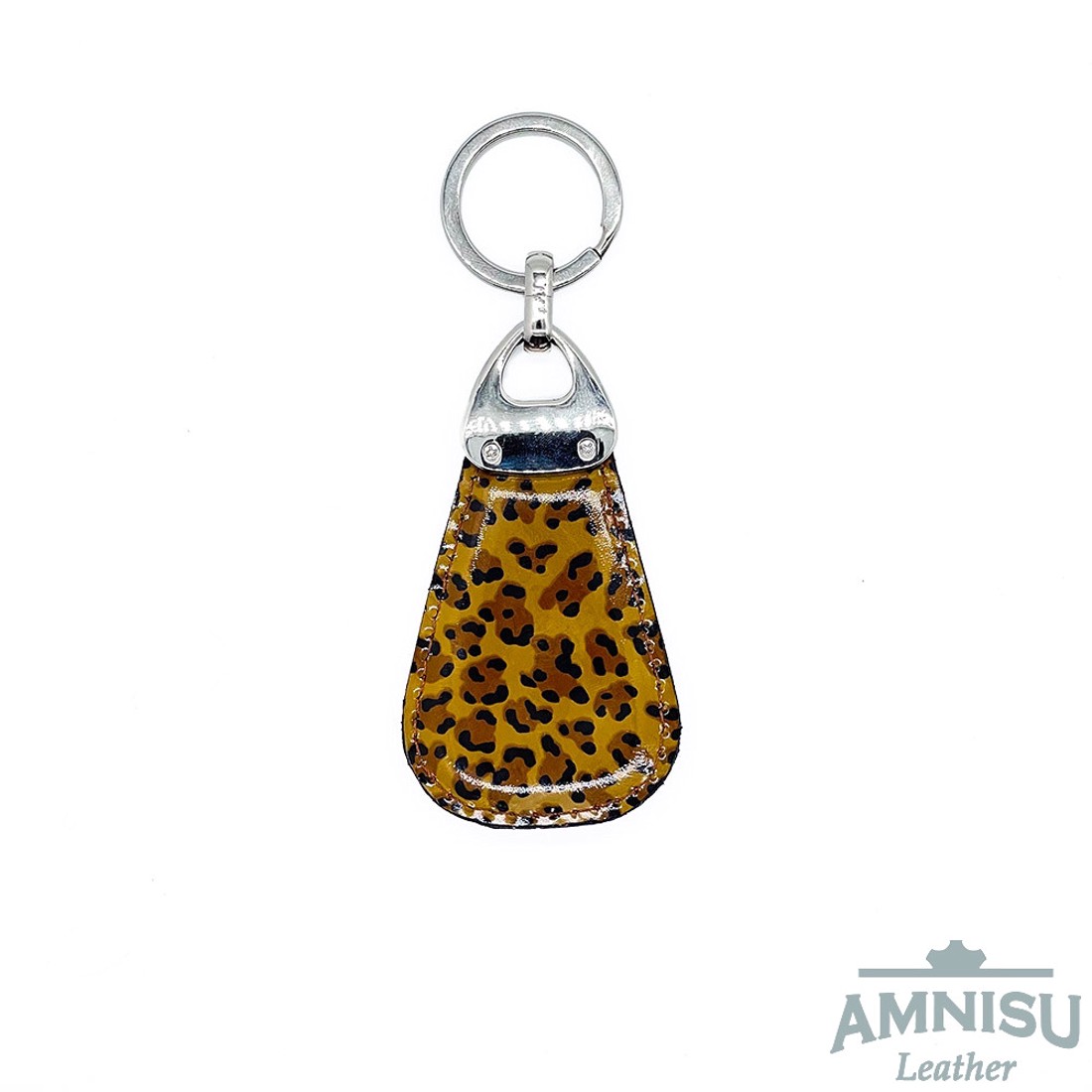 Barna párducmintás lakk csepp alakú swarovski köves bőr kulcstartó H9020 - táska & tok - kulcstartó & táskadísz - kulcstartó - Meska.hu