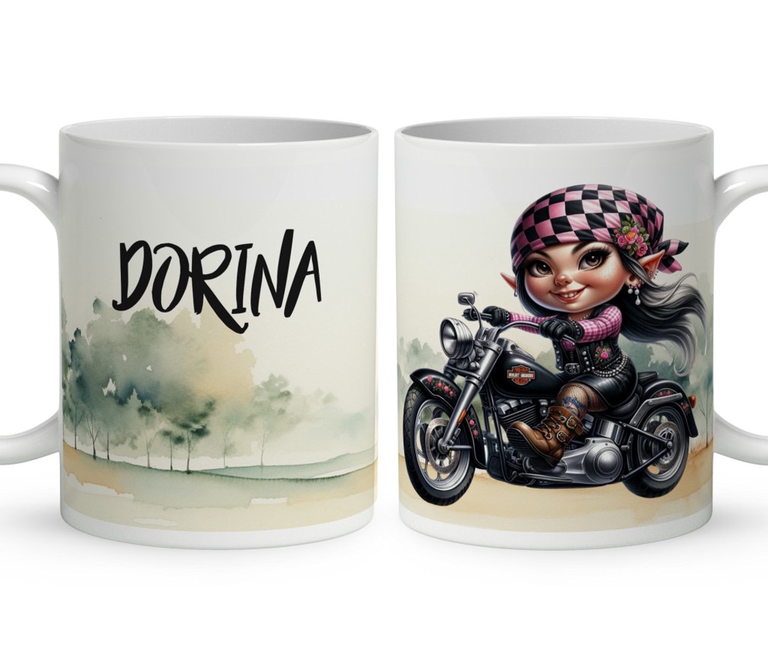 Névvel kérhető - Széles utat - Motoros manó lány mintás bögre - otthon & életmód - konyhafelszerelés, tálalás - tálalás - bögre & csésze - Meska.hu