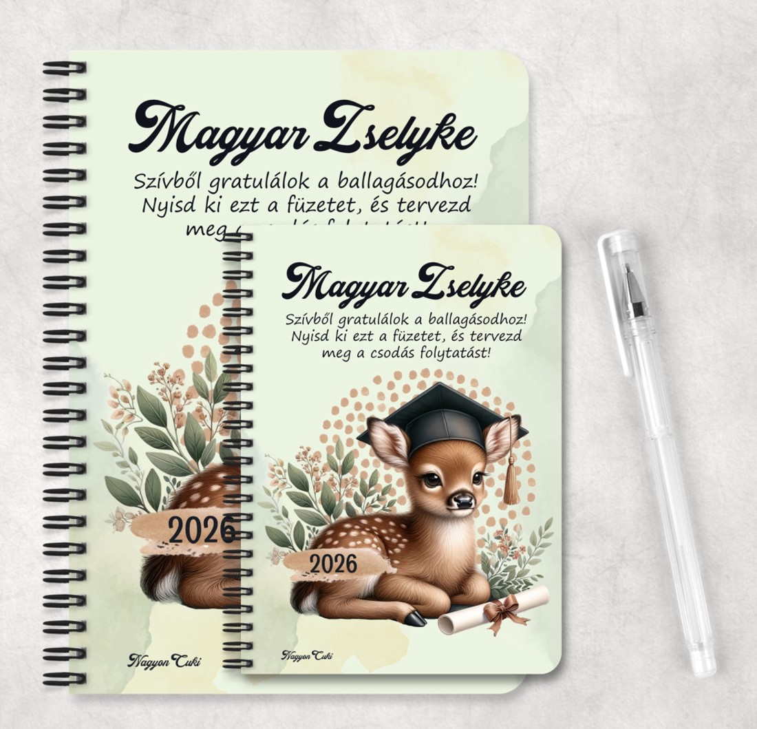 Személyre szabható - 2026 Ballagás - Szarvas mintás füzet - otthon & életmód - papír, írószer - jegyzetfüzet & napló - Meska.hu