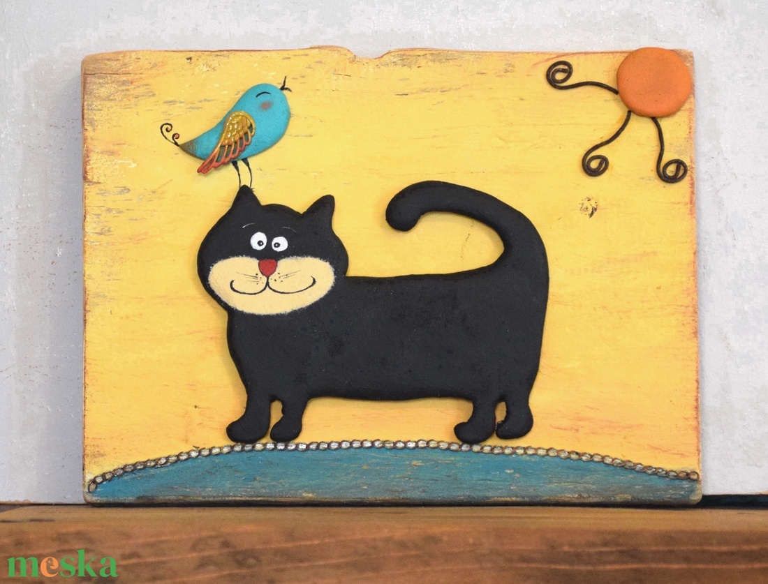 Fekete cica - otthon & életmód - dekoráció - kép & falikép - 3d képek - Meska.hu