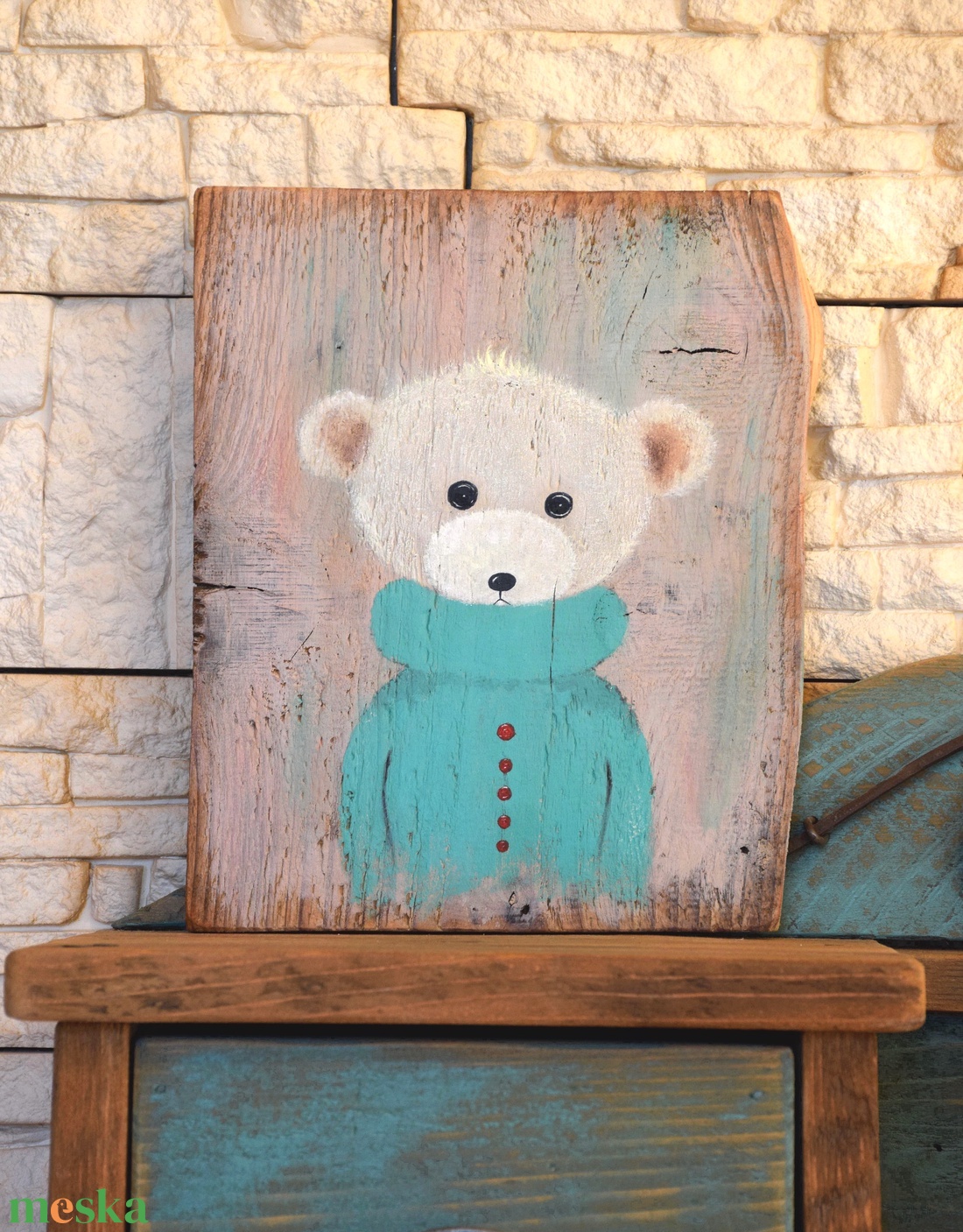 Pulcsis maci - művészet - festmény - akril - Meska.hu