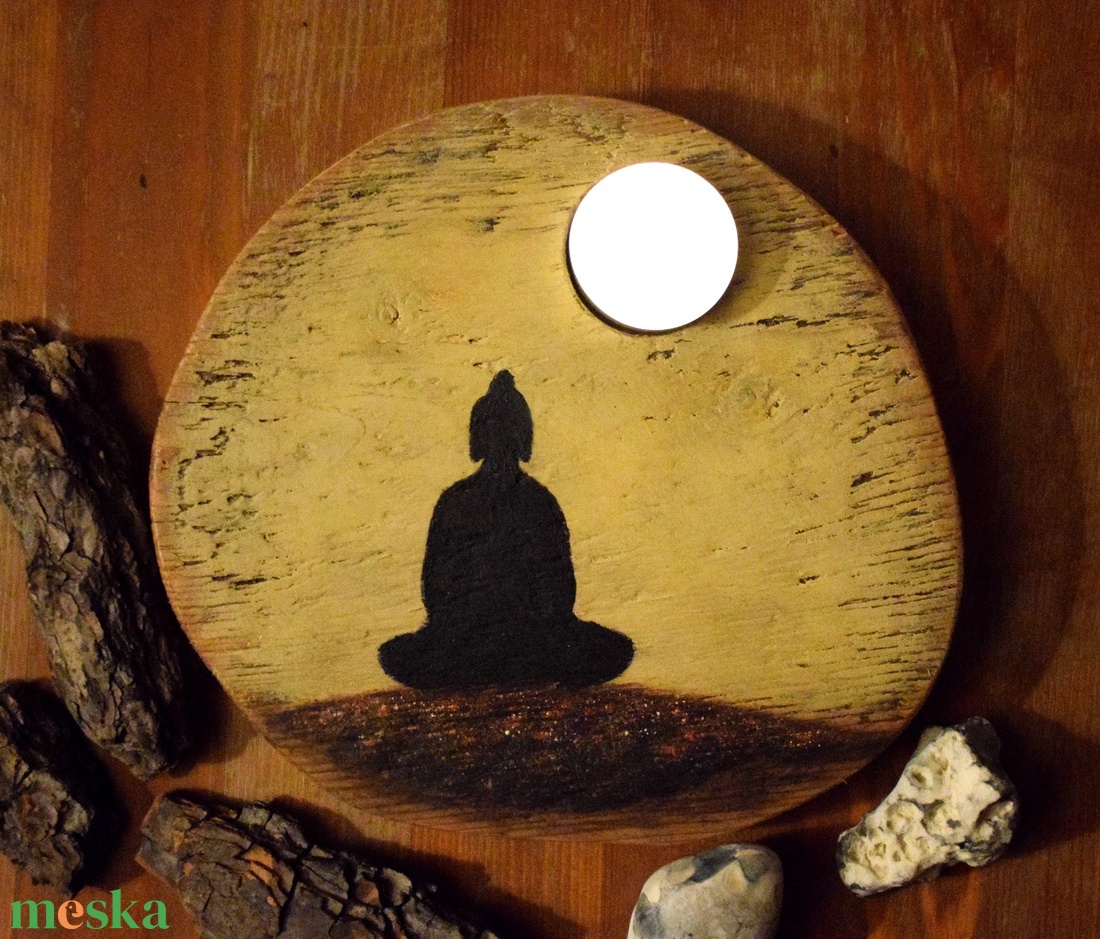 Buddha mécsestartó - művészet - festmény - akril - Meska.hu