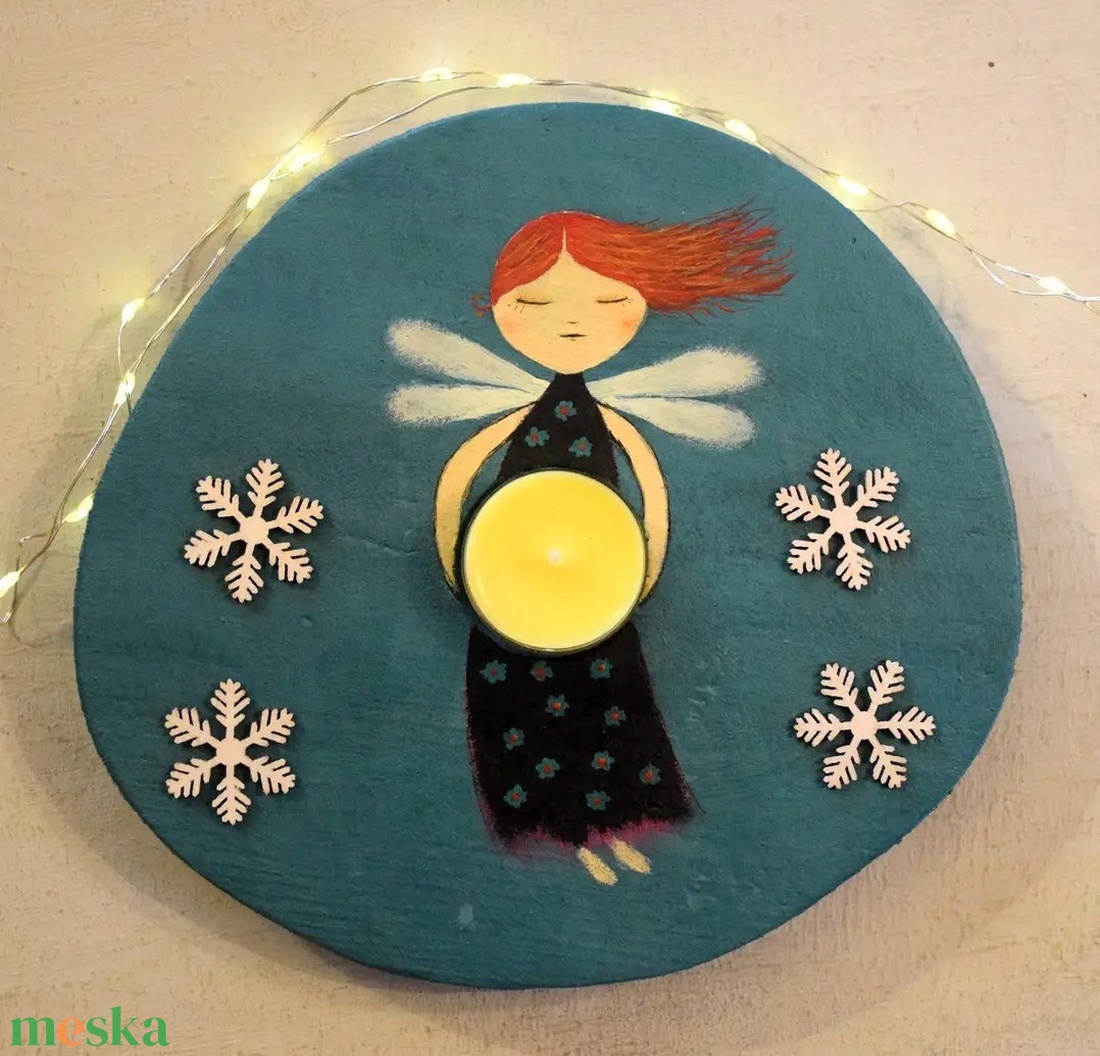 Tündéres mécsestartó - művészet - festmény - akril - Meska.hu