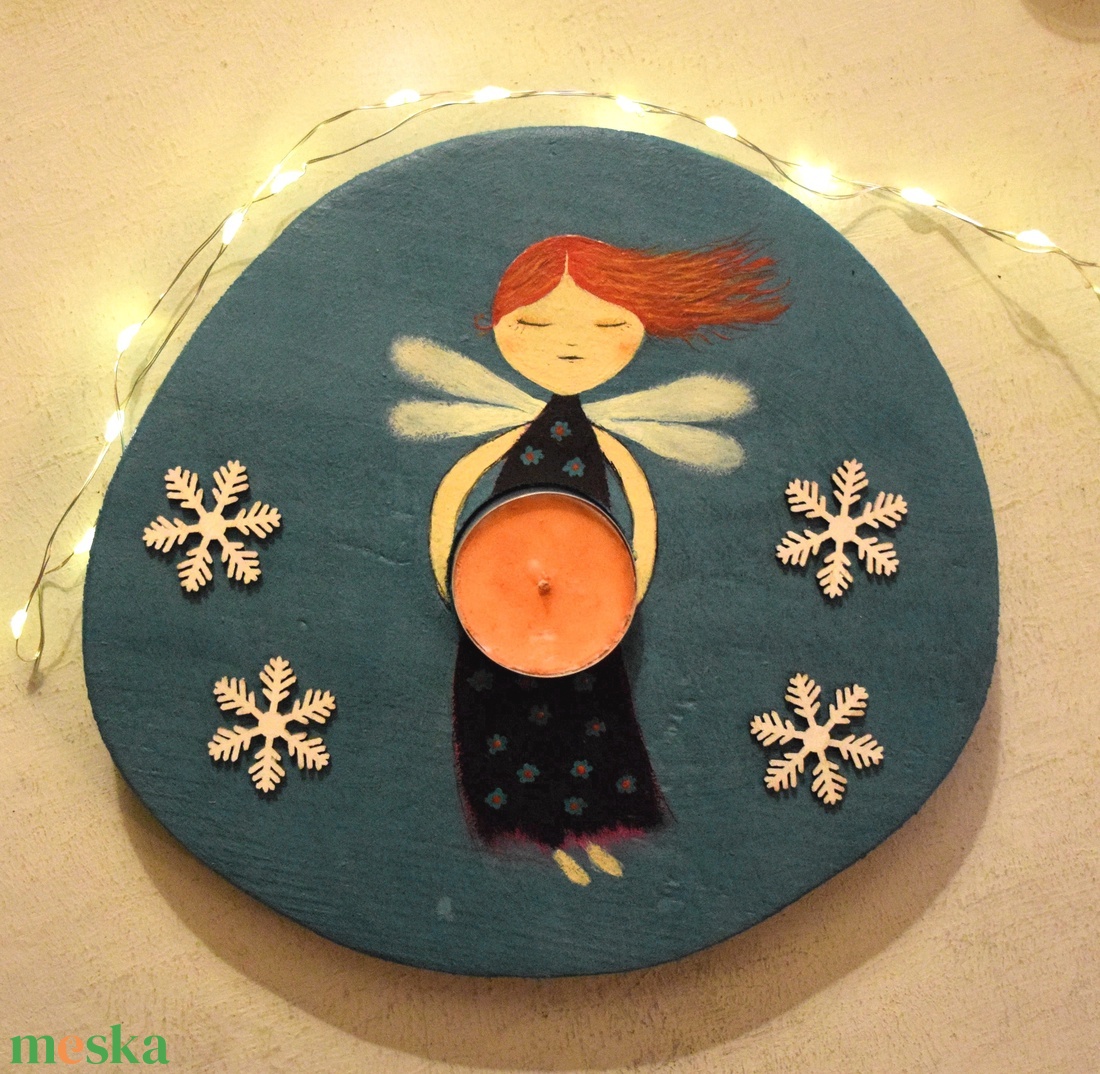 Tündéres mécsestartó - művészet - festmény - akril - Meska.hu