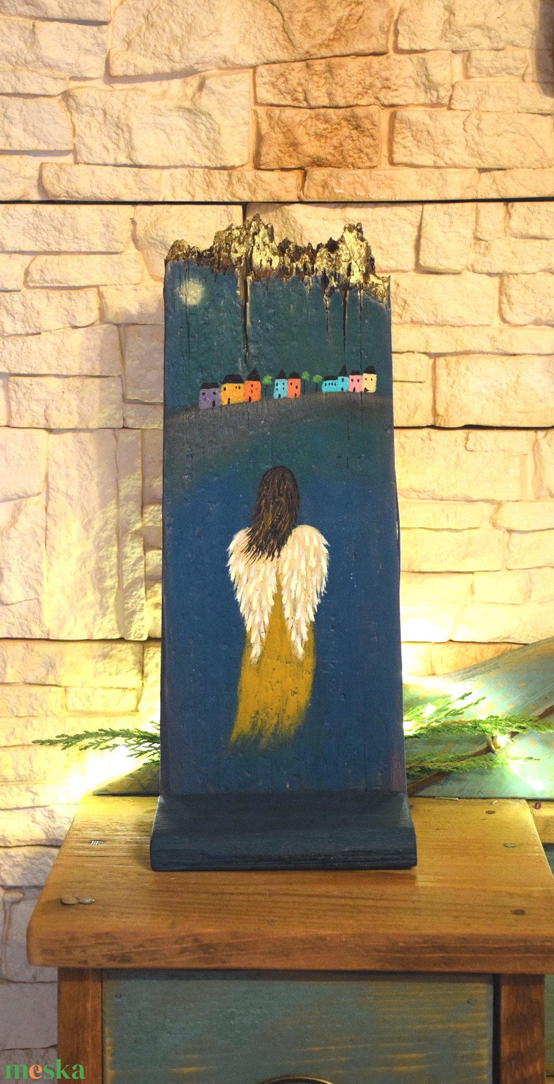 Angyal mécsestartó - művészet - festmény - akril - Meska.hu