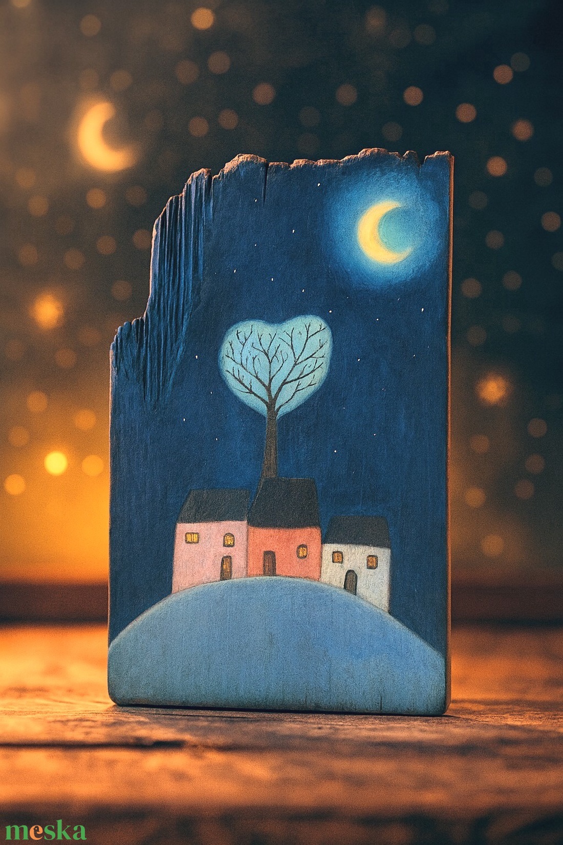 Három házikó - művészet - festmény - akril - Meska.hu