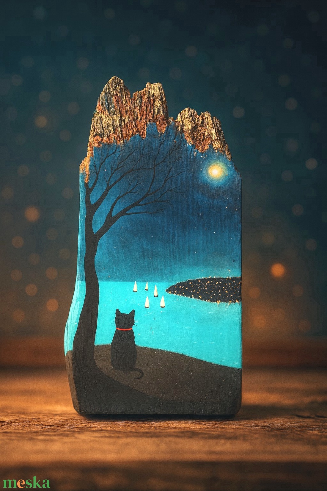 Városnéző cica - művészet - festmény - akril - Meska.hu