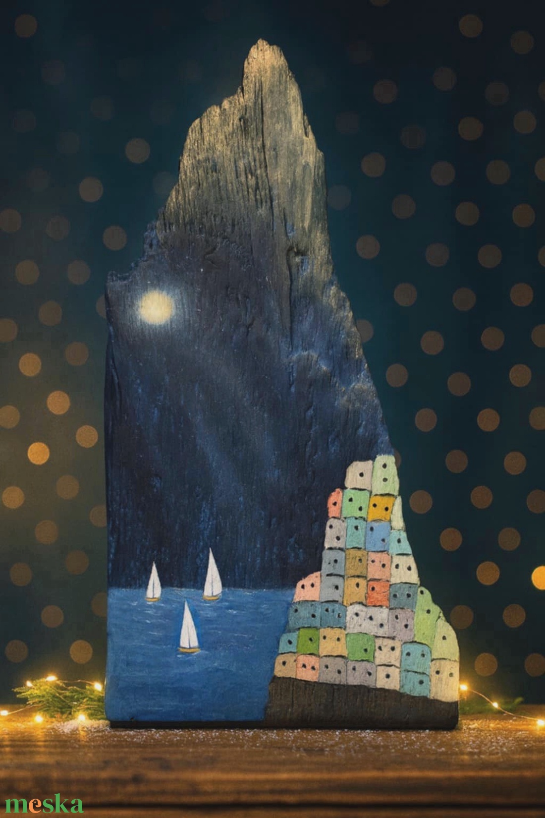 Tengerparti városka - művészet - festmény - akril - Meska.hu