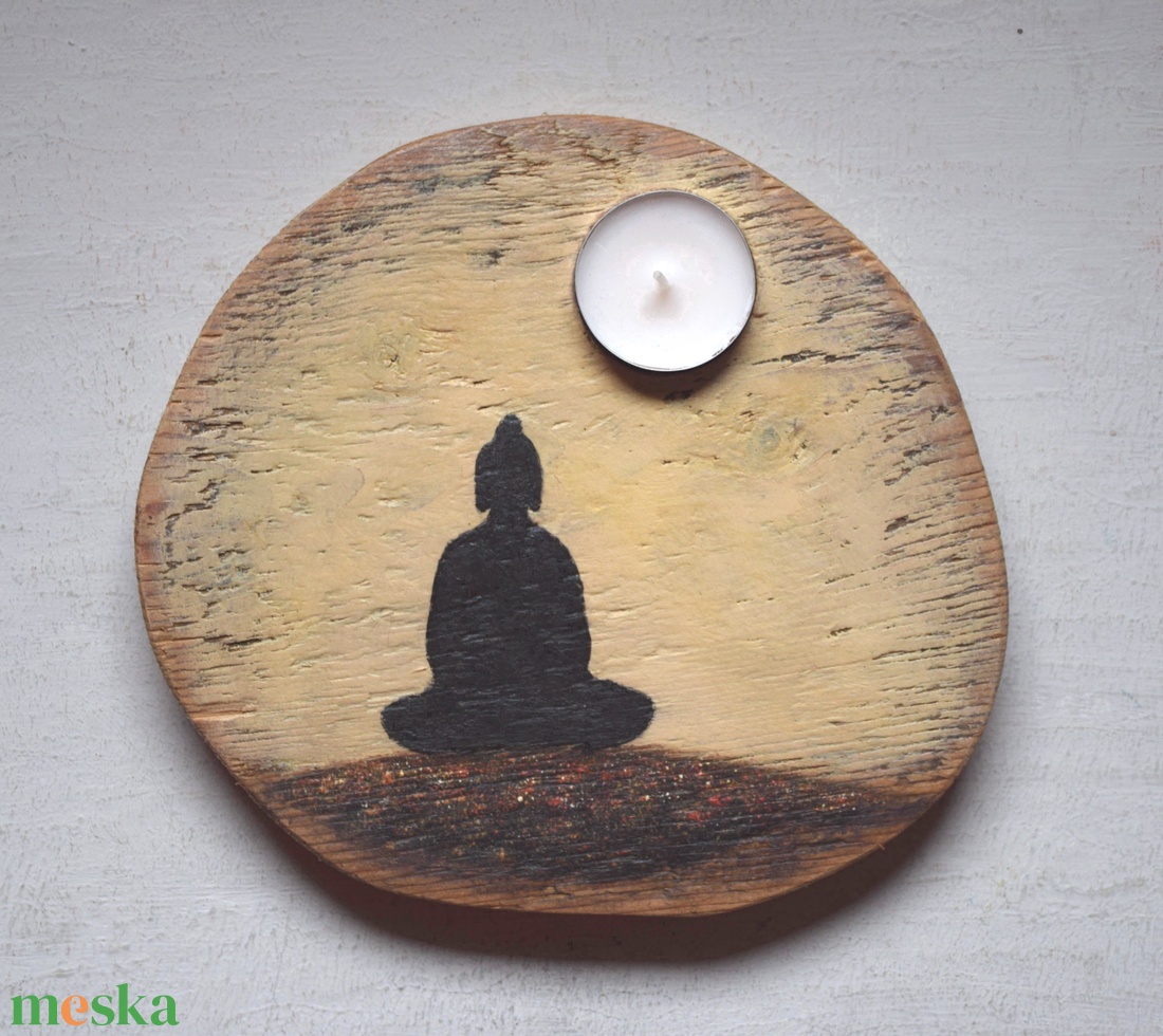 Buddha mécsestartó - művészet - festmény - akril - Meska.hu