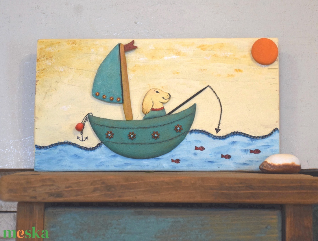 Pecázó kutyus - művészet - festmény - akril - Meska.hu