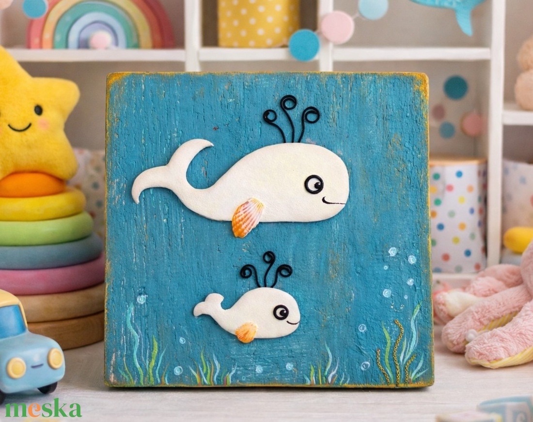 Bálnák - művészet - festmény - akril - Meska.hu