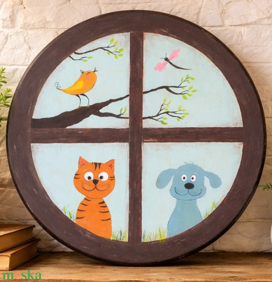 Kukucs    /fali dekoráció, cica, kutya, akril festmény gyerekszobába - művészet - festmény - akril - Meska.hu