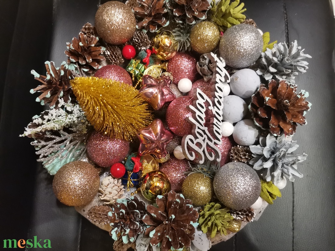 Karácsonyi adventi asztali koszorú  - karácsony - adventi díszek - adventi koszorú - Meska.hu