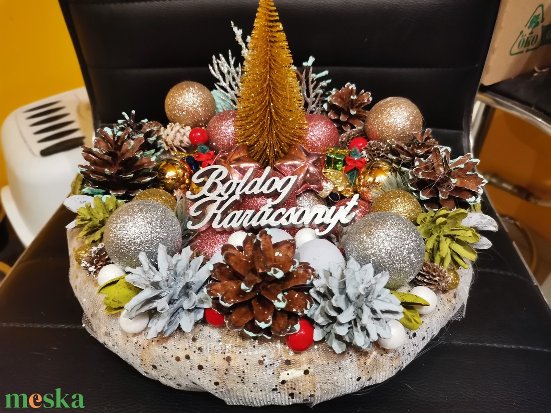 Karácsonyi adventi asztali koszorú  - karácsony - adventi díszek - adventi koszorú - Meska.hu