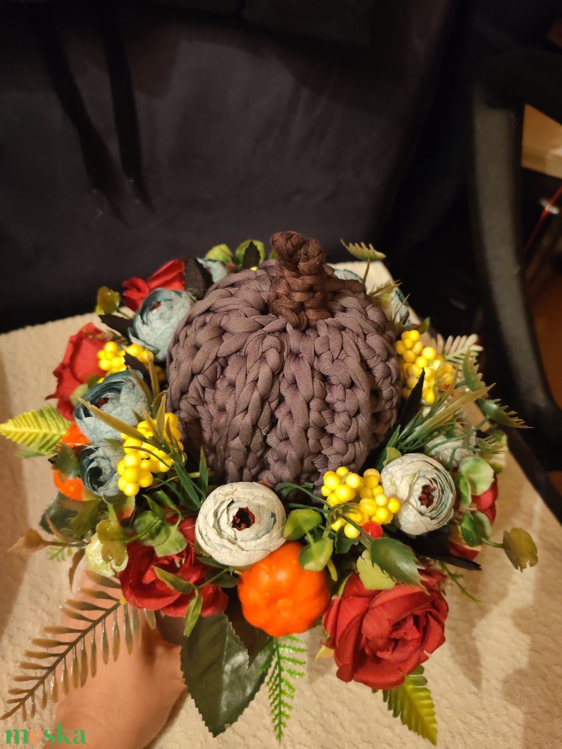 Horgolt tökös asztali dísz  - otthon & életmód - dekoráció - halloween - halloweeni asztaldísz - Meska.hu