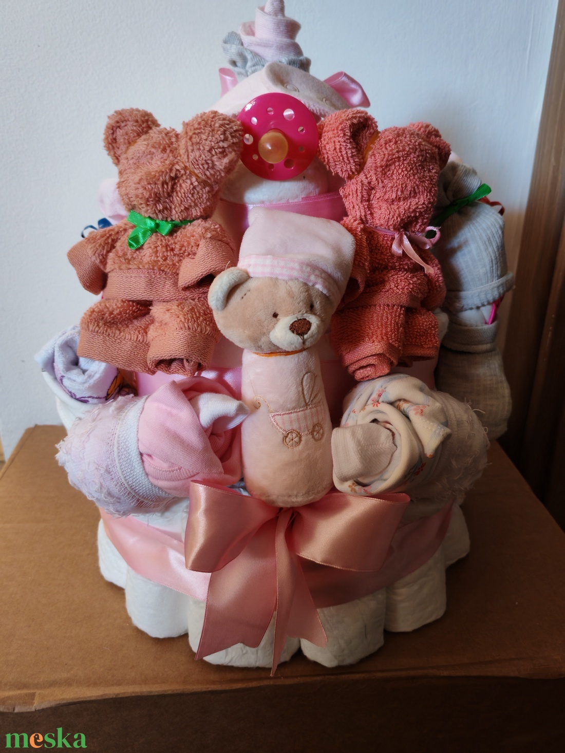 Pelenka torta kislány részére  - baba - mama - pelenkázó, babafürdető kellékek - pelenkatorta - Meska.hu