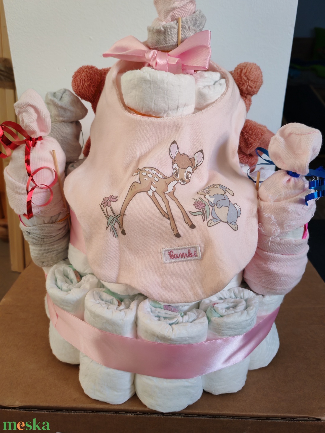 Pelenka torta kislány részére  - baba - mama - pelenkázó, babafürdető kellékek - pelenkatorta - Meska.hu