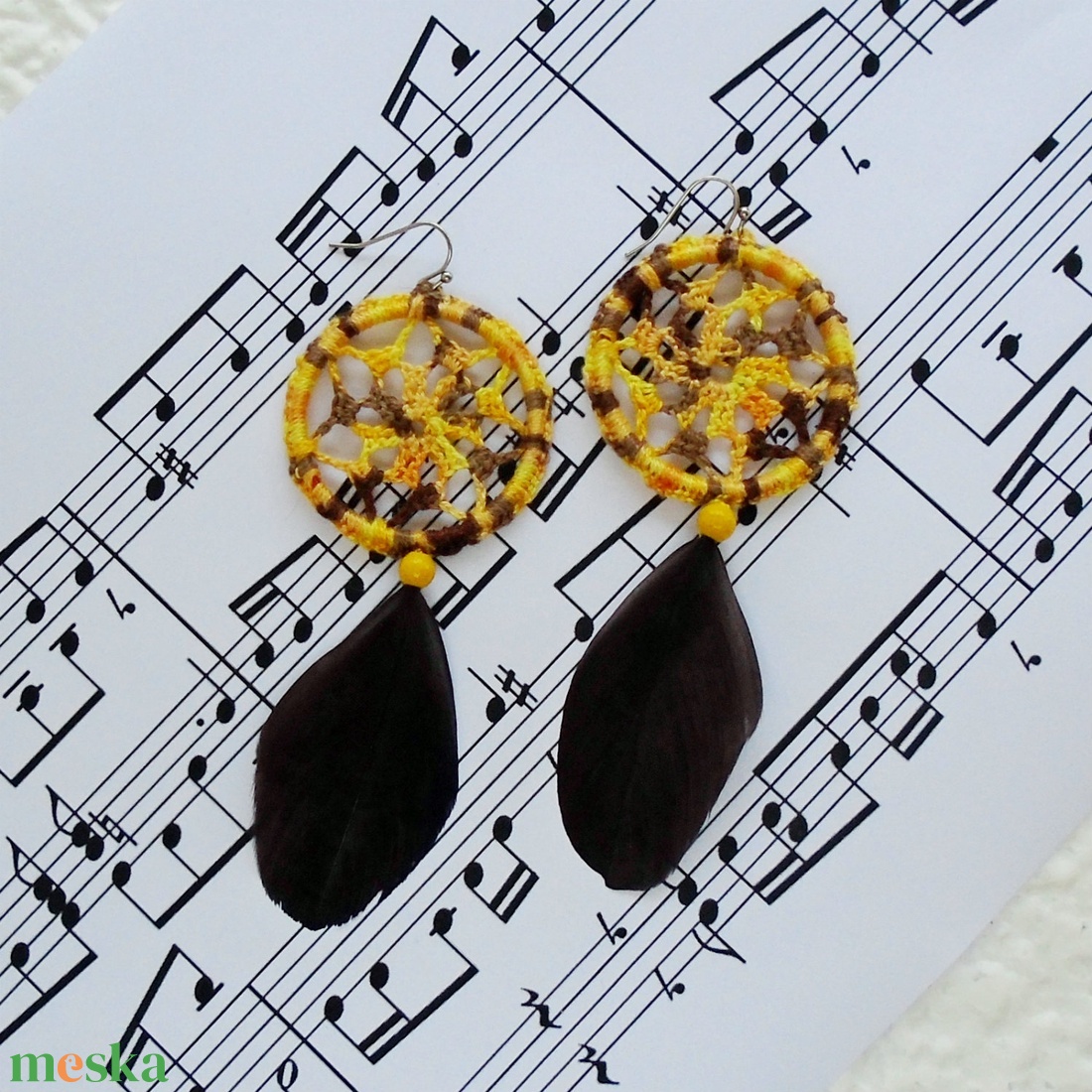 Horgolt álomfogó fülbevalók - ékszer - fülbevaló - lógó fülbevaló - Meska.hu