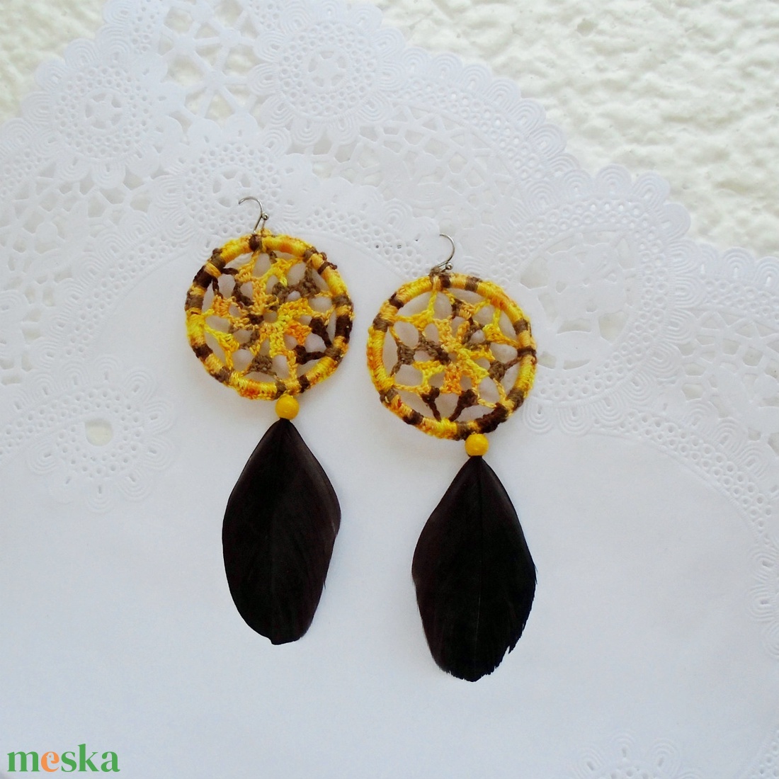 Horgolt álomfogó fülbevalók - ékszer - fülbevaló - lógó fülbevaló - Meska.hu