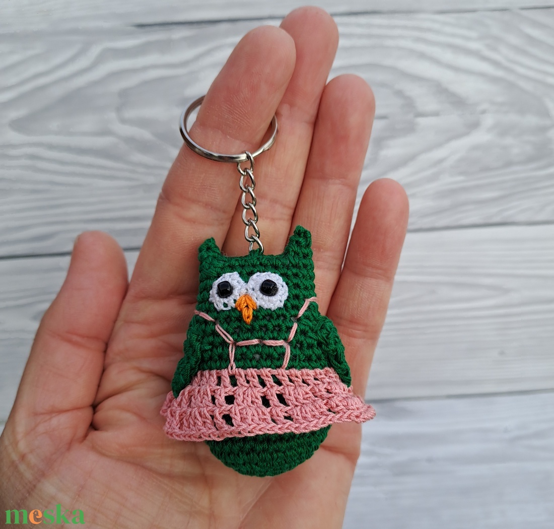 Horgolt mini bagoly kulcstartó - táska & tok - kulcstartó & táskadísz - kulcstartó - Meska.hu