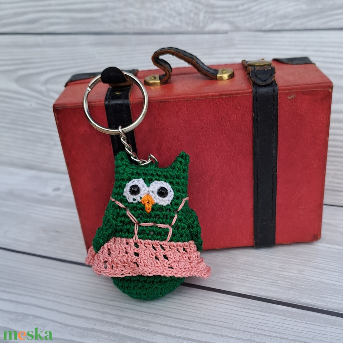 Horgolt mini bagoly kulcstartó - táska & tok - kulcstartó & táskadísz - kulcstartó - Meska.hu