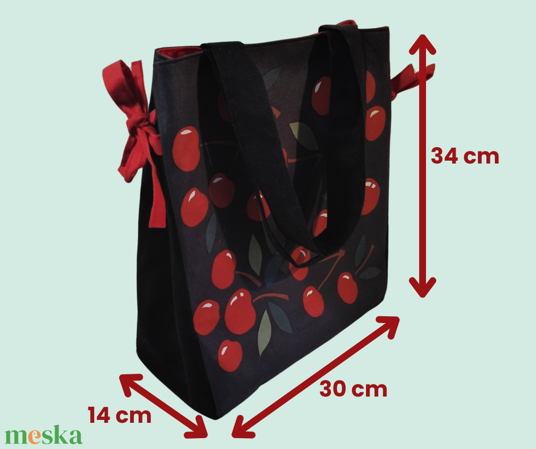Cseresznyés, nyári vászontáska piros béléssel - táska & tok - bevásárlás & shopper táska - shopper, textiltáska, szatyor - Meska.hu Cseresznyés, nyári vászontáska piros béléssel - táska & tok - bevásárlás & shopper táska - shopper, textiltáska, szatyor - Meska.hu