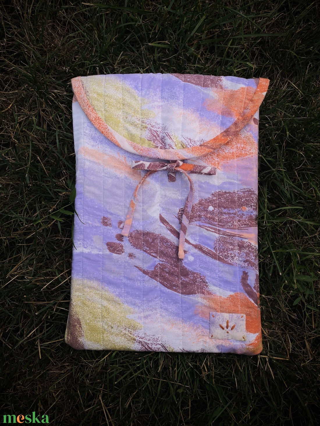 Quilted laptop tartó vintage textilből  - táska & tok - laptoptáska, laptop hátizsák - Meska.hu